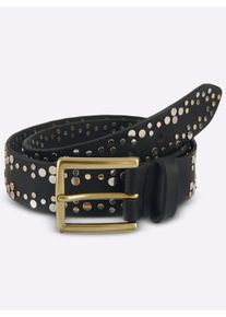 Heine Dames Ceintuur in zwart ,maat 95, Witt, 95% Runderleer, 5% Metaal