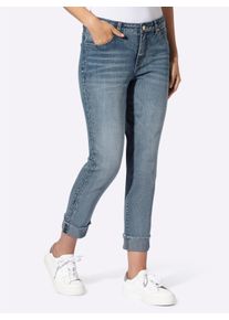 Heine Dames jeans in blue-stonewashed ,maat 34, Witt, 98% Katoen, 2% Elastan