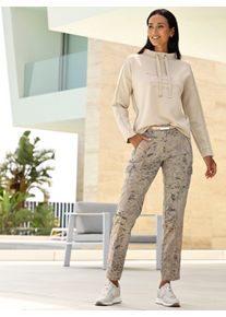 Heine Dames Shirt met opstaande kraag en tunnelkoord in zand ,maat 38, Witt, 50% Modal, 44% Polyester, 6% Elastan