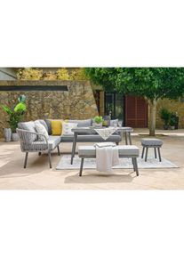 Ambia Garden Dining-Loungeset , Grau , Textil , 5-teilig , Füllung: Schaumstoff, Polyester , 224x220 cm , Gartenmöbel, Gartengarnituren,