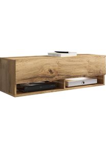 P & B Lowboard, Eiche Wotan, Kunststoff, kaltwei&szlig;, 100x30x31 cm, Fsc, Made in EU, stehend, h&auml;ngend, Wohnzimmer, TV M&ouml;bel, Lowboards, Lowboards stehend