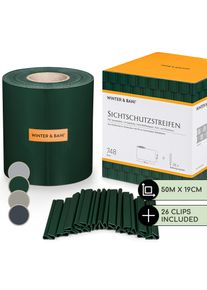 Blumfeldt Árnyékoló szalagok kerítésre PVC, 450 g/m², 50 x 19 cm, kapcsok
