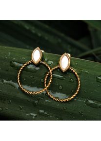 Holzkern Earrings Women Gold und Weißes Perlmutt