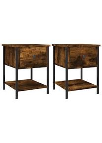 vidaXL Mesita noche 2 uds madera ingeniería roble ahumado 34x35,5x45cm