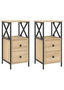 vidaXL Mesita noche 2 uds madera ingeniería roble Sonoma 34x35,5x70 cm
