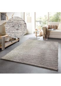 Theko, Wollteppich &raquo;Alm-Gl&uuml;ck&laquo; rechteckig 12 mm H&ouml;he reine Wolle, meliert, handgewebt, Wendeteppich, auch als L&auml;ufer, grey, Schurwolle, B : 290 cm 1 