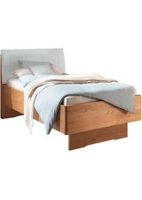 Wiemann, Holzbett &raquo;Cardiff, Bettgestell, Bettrahmen, teilmassiv, mit Polsterkopfteil&laquo; Belastbarkeit 110/220 Kg, 4-fache h&ouml;henverstellbar, MADE IN 