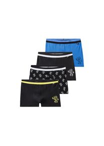 Buffalo , Boxer »Boxershorts für Jungen«, (Packung, 4 St.), mit witzigen Icons bedruckt , schwarz / blau , 122/128 , 122/128 , Buffalo Boxer im 4er...