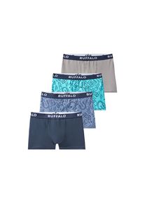 Buffalo , Boxer »Boxershorts für Jungen«, (Packung, 4 St.), unifarben und mit Gaming-Print , dunkelblau / blau / hellblau / gran , 122/128 ,...