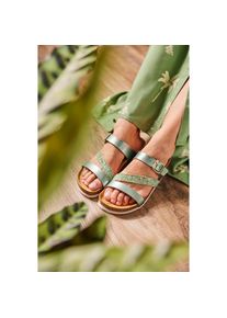 Aniston SHOES, Damen, Keilpantolette , Sommerschuh, Strandschuh, Hausschuh, Glitter - NEUE KOLLEKTION, mint metallic, 40, mint metallic, In angesagter