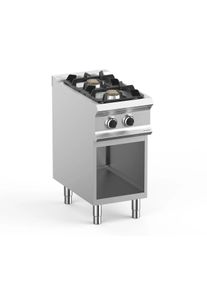 MBM Fourneau à gaz inox - 2 brûleurs - sur meuble ouvert - 40/73 cm - 14 kw - Lux 700 | Professionnel | HoReCa | CHR