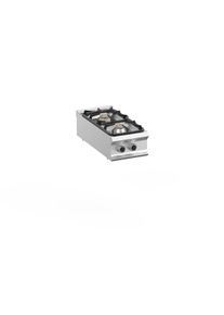 MBM Fourneau à gaz inox - 2 brûleurs - 90/40 cm - 22 kw - Lux 980 | Professionnel | HoReCa | CHR