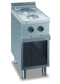 MBM Fourneau électrique inox - 2 plaques - sur meuble ouvert - 40/70 cm - série 77 | Professionnel | HoReCa | CHR