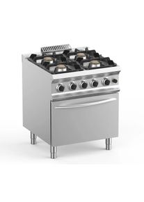 MBM Fourneau à gaz inox - 4 brûleurs - sur four à gaz - 70/73 cm - 28 kw - Lux 700 | Professionnel | HoReCa | CHR