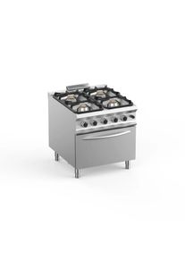 MBM Fourneau à gaz inox - 4 brûleurs - sur four à gaz - 90/80 cm - 47 kw - Lux 980 | Professionnel | HoReCa | CHR