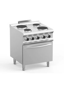 MBM Fourneau électrique inox - 4 plaques - sur four électrique - 70/73 cm - 13,5 kw - Lux 700 | Professionnel | HoReCa | CHR