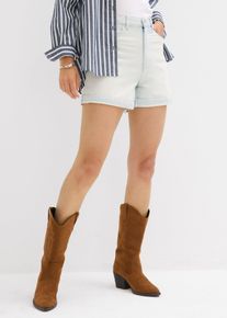 bonprix Mujer, Vaqueros cortos poco elásticos con talle alto, azul, 48