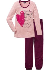 bonprix Mujer, Pijama con estampado de oso, púrpura, 36/38