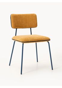 Silla tapizada Nilda Azul, Amarillo Madera, Fibra sintética, Tela An 51 x F 51 cm | Westwing Collection