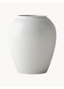 Lyngby Porcelaen Ręcznie wykonany wazon z porcelany Rhombe Biały Porcelana Ø 22 x W 25 cm