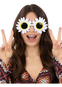 Smiffys Occhiali da sole Daisy Hippie, bianchi (3er Multipack)