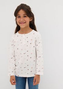 bonprix Camiseta de algodón orgánico puro con manga larga, blanco, 104/110
