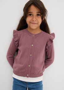 bonprix Kardigan z cienkiej dzianiny z rękawami z falbankami, fioletowy, 116/122