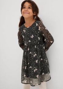 bonprix Vestido acampanado de gasa, gris, 128