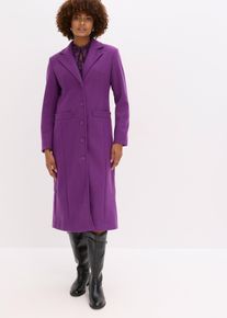 bonprix Długi płaszcz z materiału w optyce wełny, fioletowy, 52