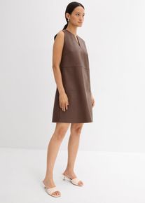 bonprix Mujer, Vestido de piel sintética, marrón, 44