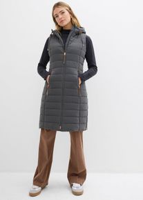 bonprix Mujer, Chaleco acolchado largo, gris, 44