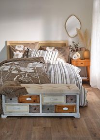 bonprix Ropa de cama con rayas, blanco, 1x 80/80 cm, 1x 135/200 cm