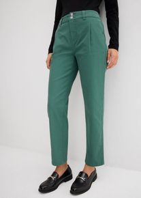 bonprix Mujer, Pantalón de sarga con corte barrel, verde, 44
