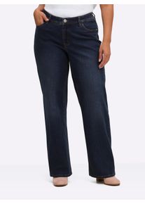 sheego Dames 5-pocketjeans in wijd Palazzo-model in dark-blue ,maat 40, Witt, 56% Katoen, 19% Polyester, 14% Lyocell, 10% Viscose, 1% Elastan