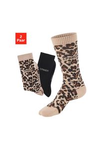 Copenhagen Studios , Langsocken, (Packung, 2 Paar), gemustert und uni , 1x beige gemustert, 1x schwarz , 39-42 , 39-42 , Trendige kompakte Socke