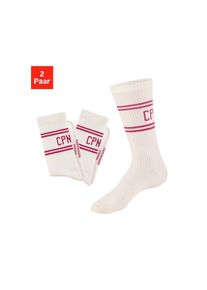 Copenhagen Studios , Langsocken, (Packung, 2 Paar), mit Pikeé-Struktur unter der Sohle , 2x cream weiß mit beere , 39-42 , 39-42 , Trendige...