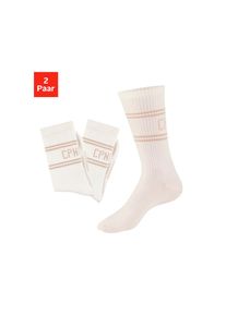 Copenhagen Studios , Langsocken, (Packung, 2 Paar), mit Pikeé-Struktur unter der Sohle , 2x off white mit taupe , 35-38 , 35-38 , Trendige kompakte...