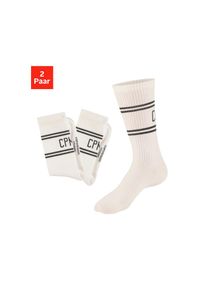 Copenhagen Studios , Langsocken, (Packung, 2 Paar), mit Pikeé-Struktur unter der Sohle , 2x cream weiß mit grün , 39-42 , 39-42 , Trendige kompakte...