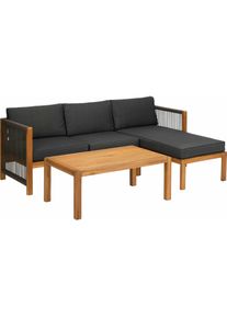Acamp, Gartenlounge, Loungeset Malaga Schwarz/Braun, 3 Sitzplätze