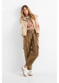 C&Amp;A Pantaloni cargo con cintura-vita alta-tapered fit, Marrone, Taille: 44