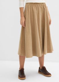 Skjørt i kordfløyel i bomullsmiks, beige, størrelse 48, bonprix