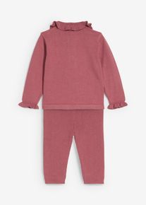 Strikket genser med volang-krage og leggings (2-delt sett), lilla, størrelse 80/86, bonprix