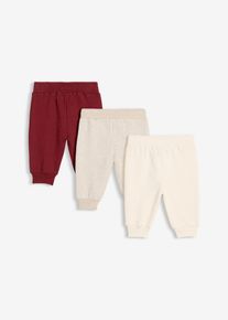 Joggebukse til baby i økologisk bomull (3-pack), rød, størrelse 80/86, bonprix