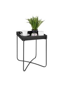 Ambia Home Beistelltisch , Schwarz , Holzwerkstoff , Uni , rechteckig , X-Form , 47x35.5x35 cm , FSC , abnehmbares Tablett , Wohnzimmer,
