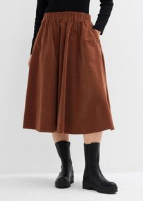 Gonna in velluto misto cotone, Marrone, Taglia 54, bonprix