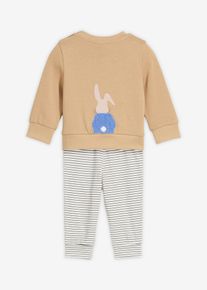 Maglia a maniche lunghe e pantaloni in felpa di puro cotone biologico (set 2 pezzi), Beige, Taglia 92/98, bonprix