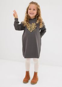 Abito in felpa di puro cotone biologico, Grigio, Taglia 116/122, bonprix