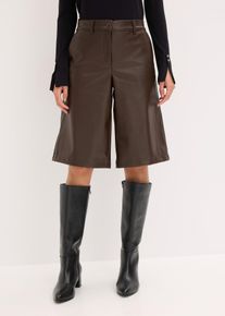 Bermuda in similpelle, Marrone, Taglia 44, bonprix