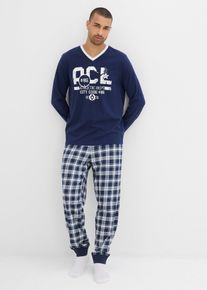 Pigiama con cotone e maniche lunghe, Blu, Taglia 44/46 (S), bonprix