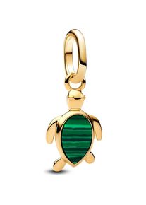 Pandora, Kettenanhänger, Mini-Anhänger „Grüne Schildkröte“., (Vergoldete Metalllegierung)